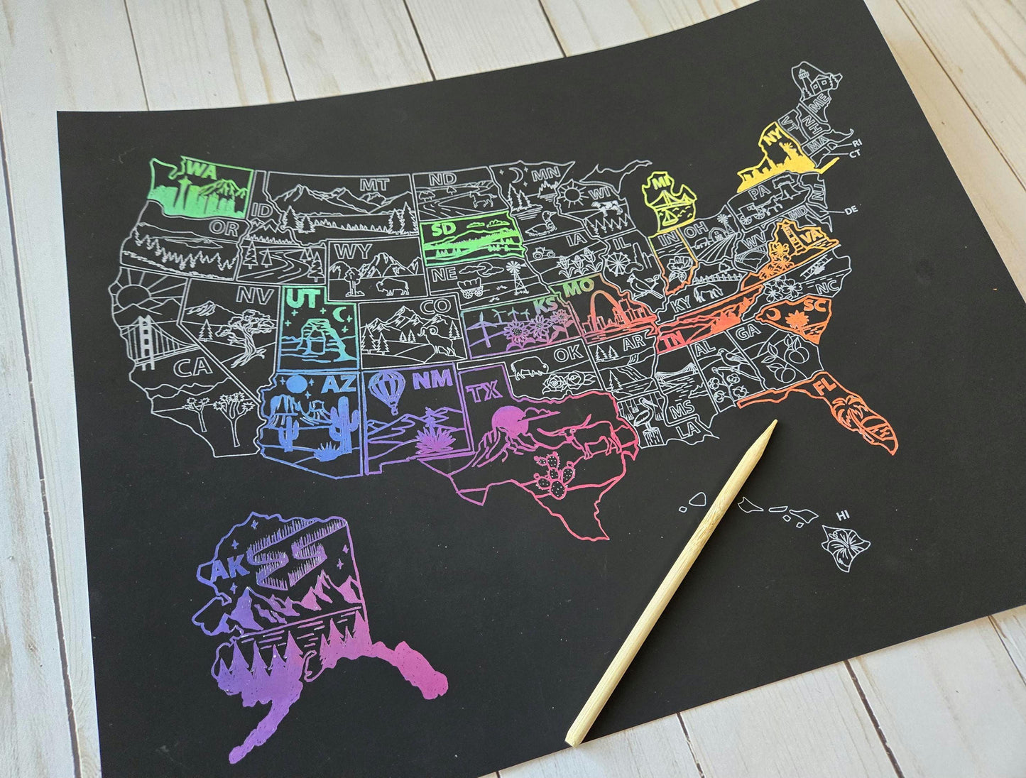 US States Scratch Off Poster, Scratch Art Map, United States Bucket List, 50 States Traveled, Mother's day, Graduation gift, Father's Day,