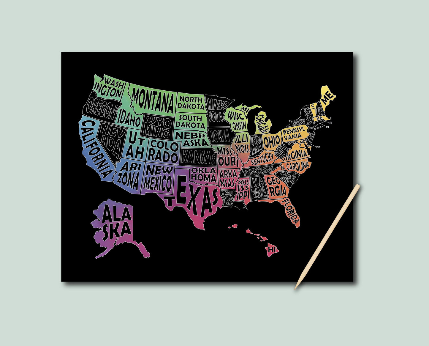 50 States Scratch Off map, Scratch Art paper, United States Bucket List, 50 States Traveled, Mother's day, Graduation gift, Father's Day,