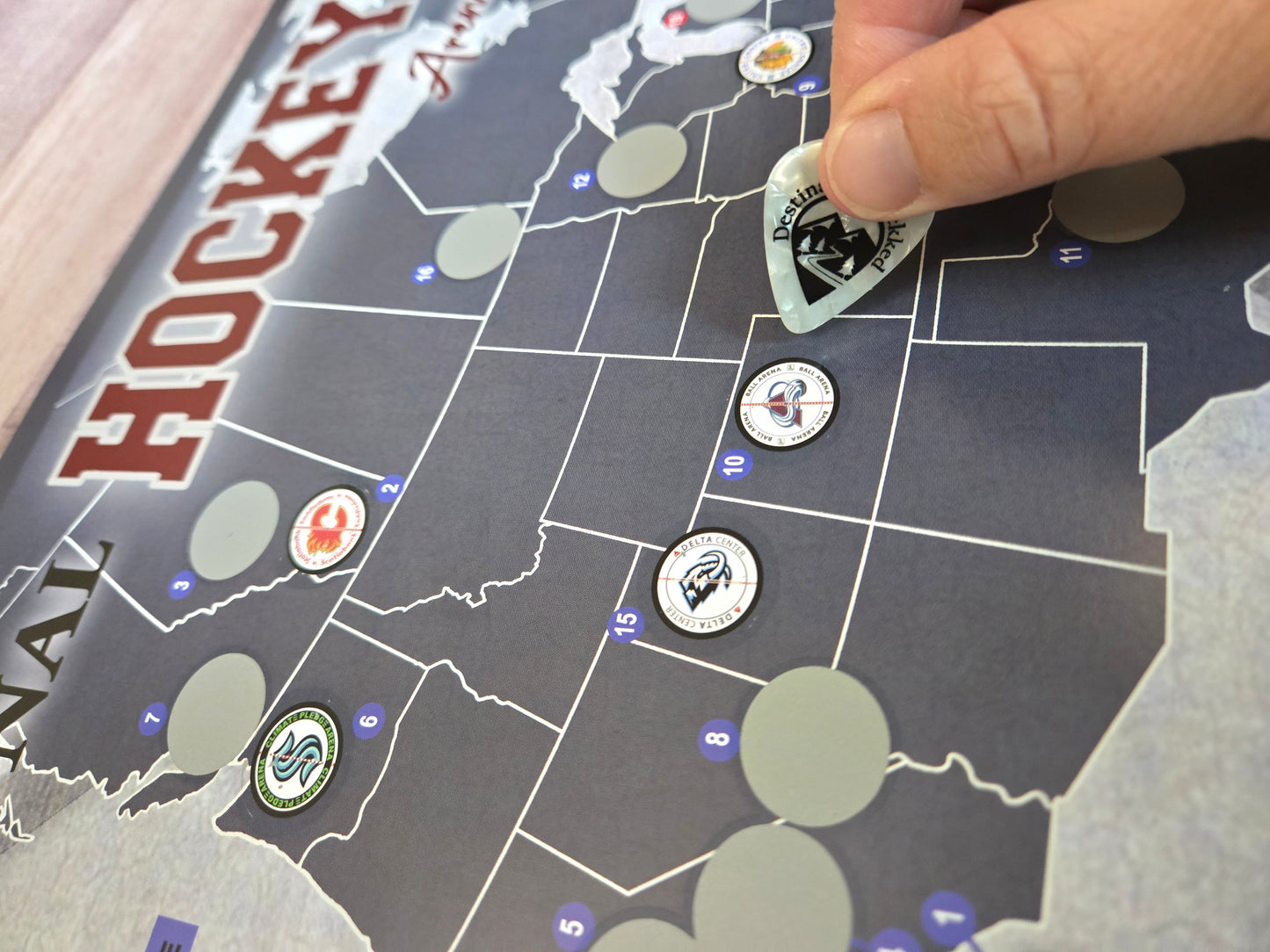 Pro Hockey Arena scratch off map, Hockey bucket list Poster, 12x18