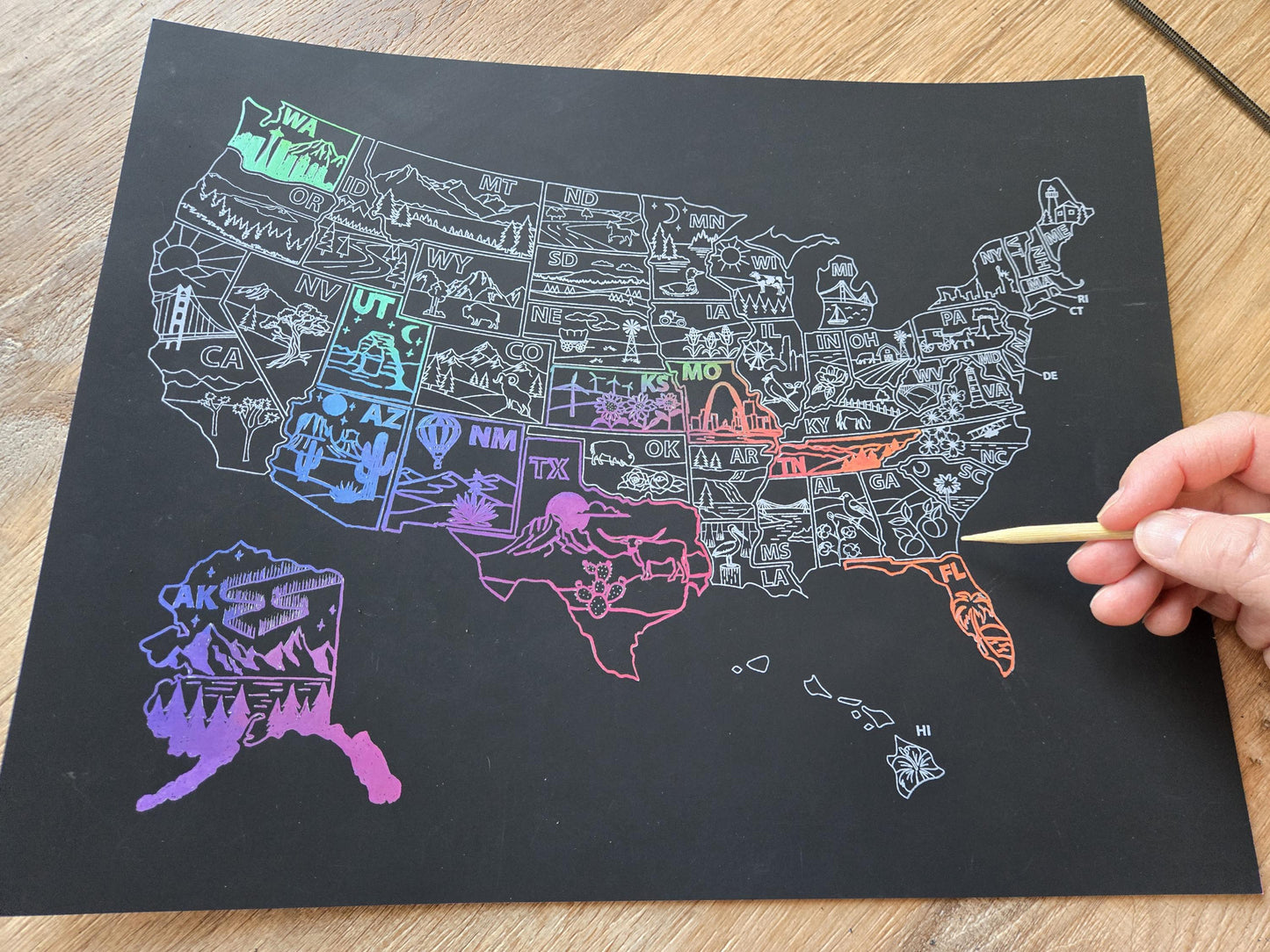 US States Scratch Off Poster, Scratch Art Map, United States Bucket List, 50 States Traveled, Mother's day, Graduation gift, Father's Day,