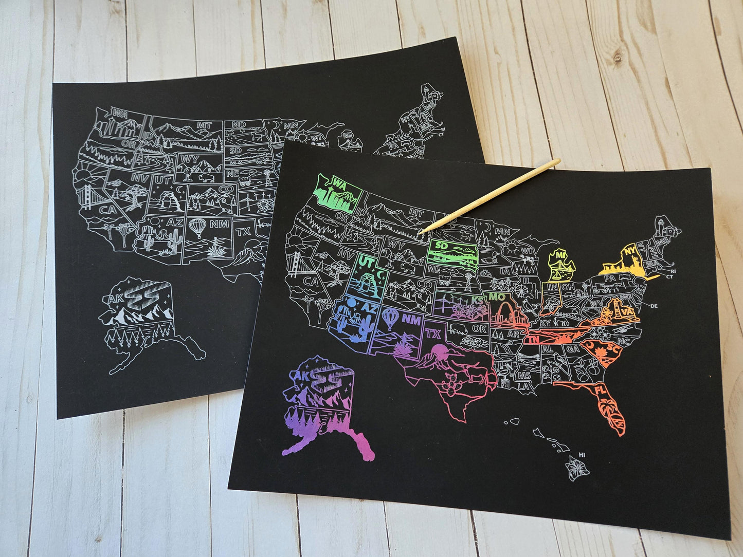 US States Scratch Off Poster, Scratch Art Map, United States Bucket List, 50 States Traveled, Mother's day, Graduation gift, Father's Day,