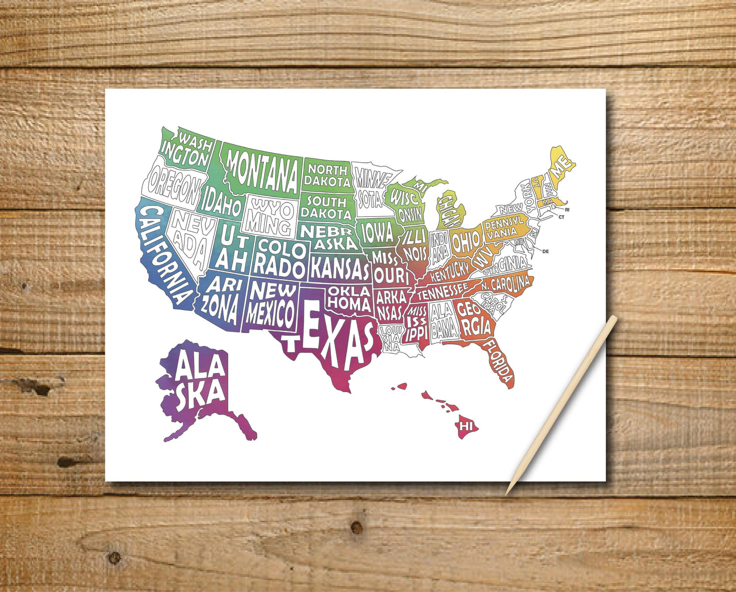 50 States Scratch Off map, Scratch Art paper, United States Bucket List, 50 States Traveled, Mother's day, Graduation gift, Father's Day,