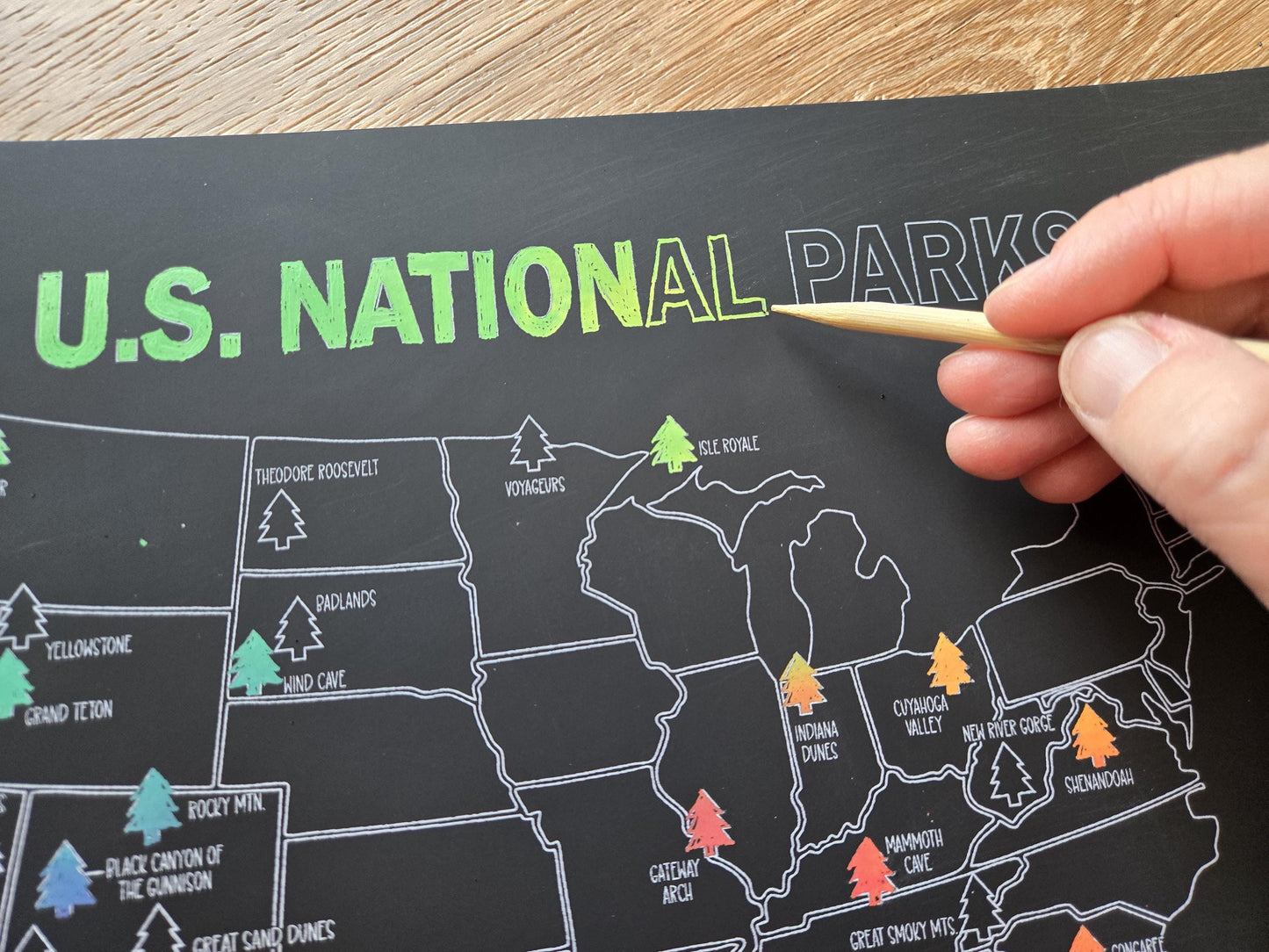 National Park Scratch Off Poster, Scratch Art Map, National Parks Bucket List, Places Traveled, Mother's day, Graduation gift, Father's Day