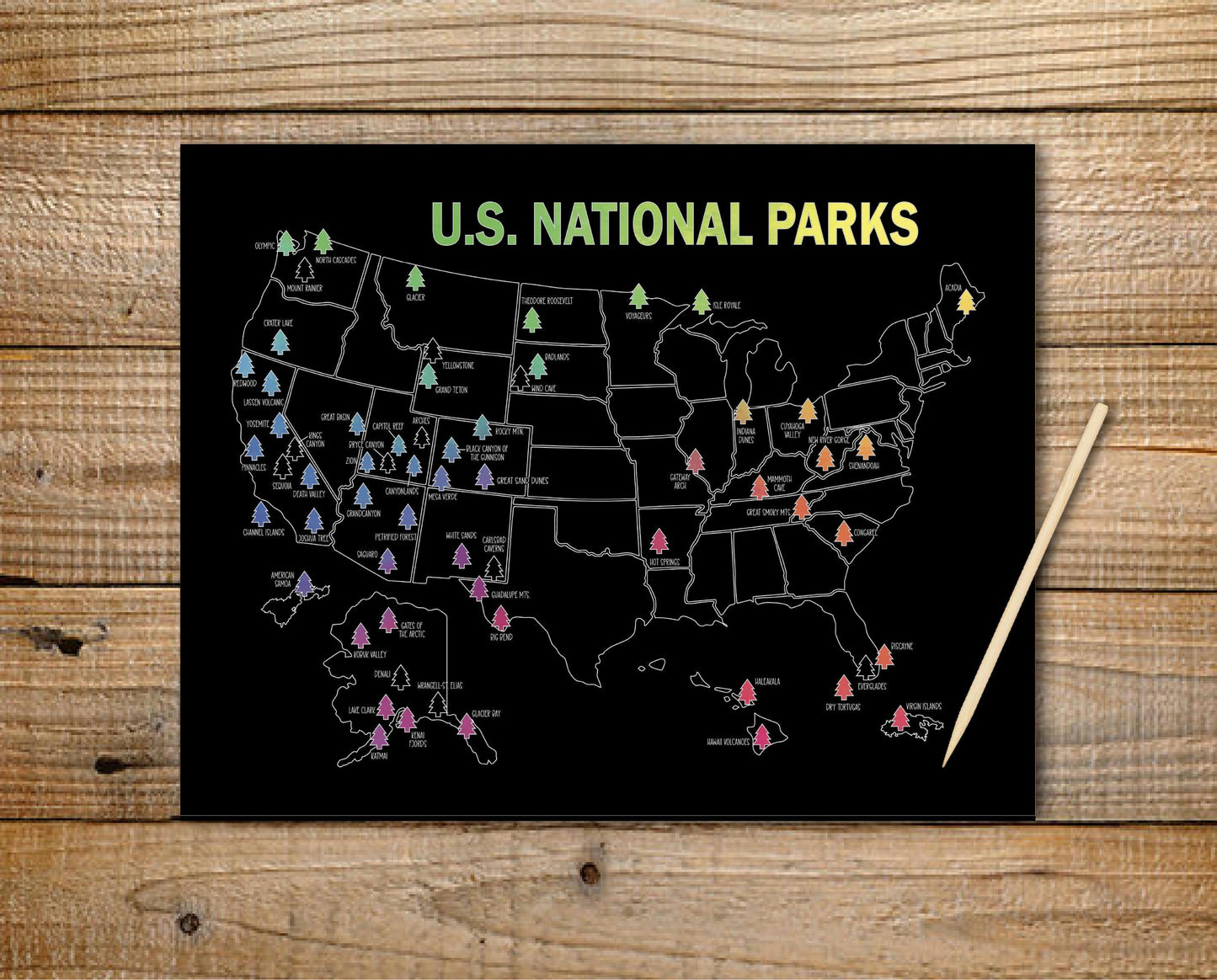 National Park Scratch Off Poster, Scratch Art Map, National Parks Bucket List, Places Traveled, Mother's day, Graduation gift, Father's Day