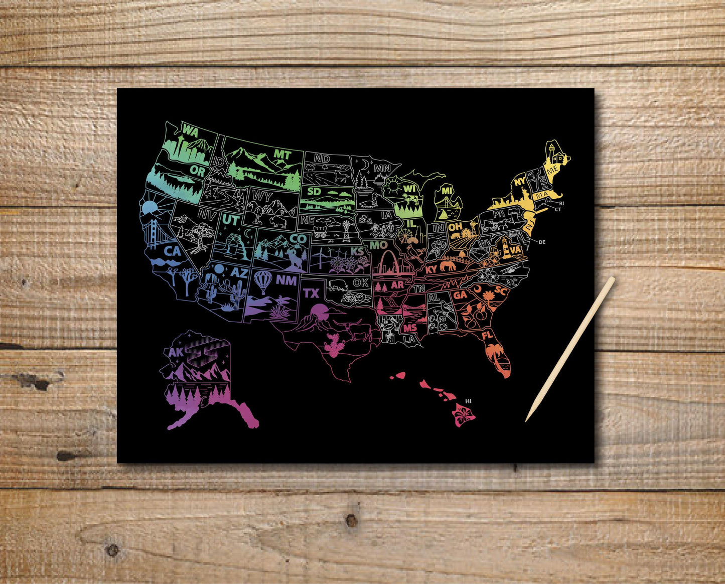 US States Scratch Off Poster, Scratch Art Map, United States Bucket List, 50 States Traveled, Mother's day, Graduation gift, Father's Day,