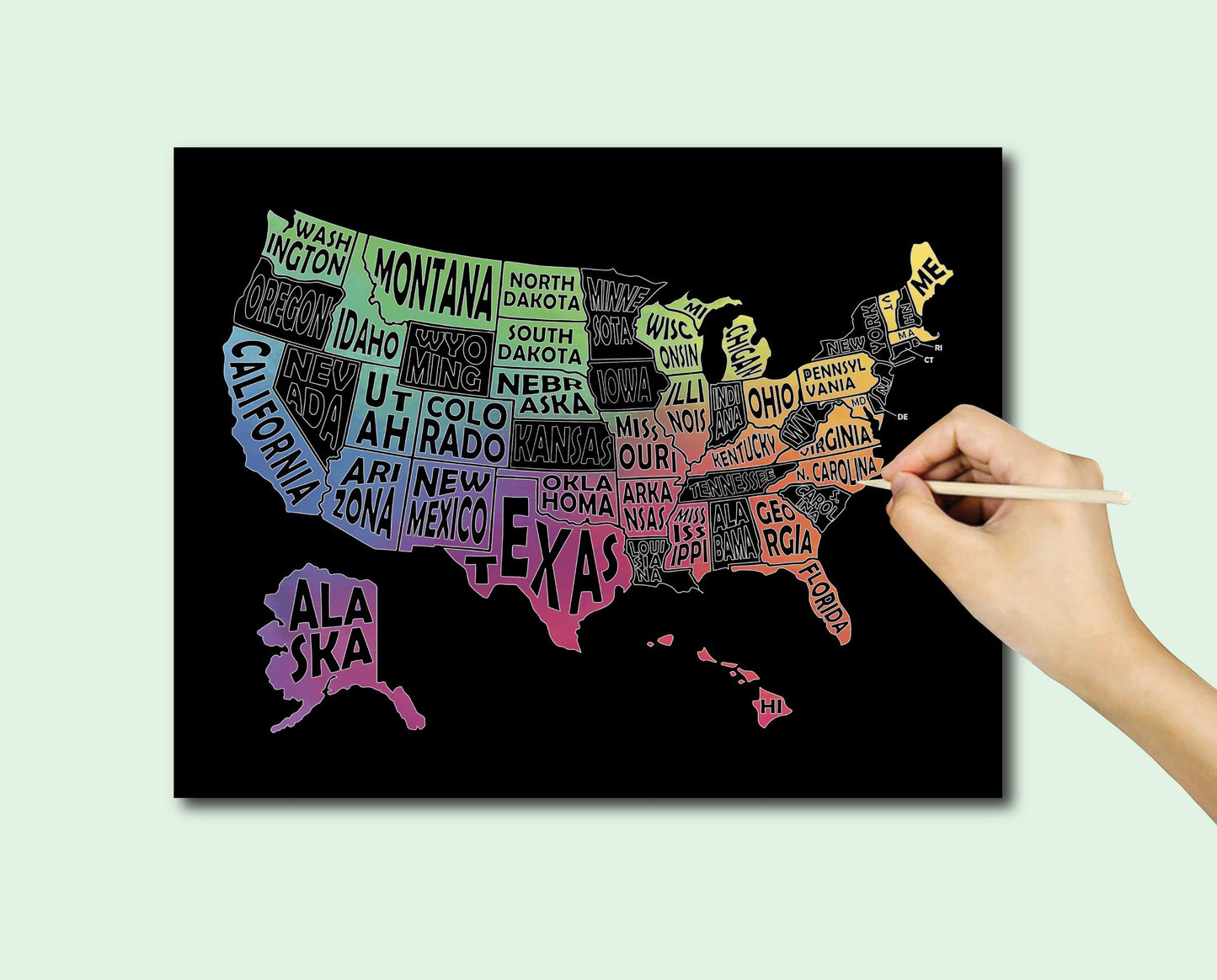 50 States Scratch Off map, Scratch Art paper, United States Bucket List, 50 States Traveled, Mother's day, Graduation gift, Father's Day,