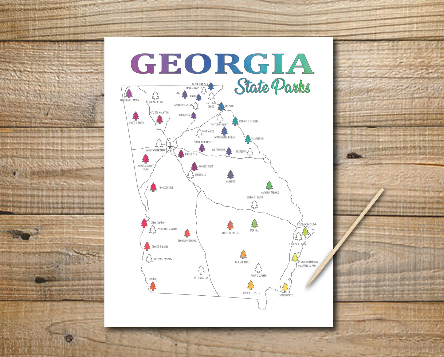 Georgia State Parks Scratch Off Map