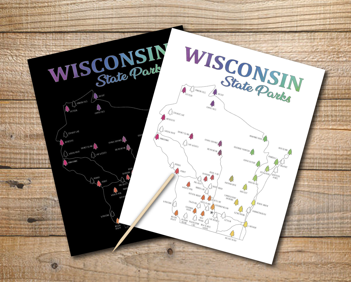 Wisconsin State Parks Scratch Off Map