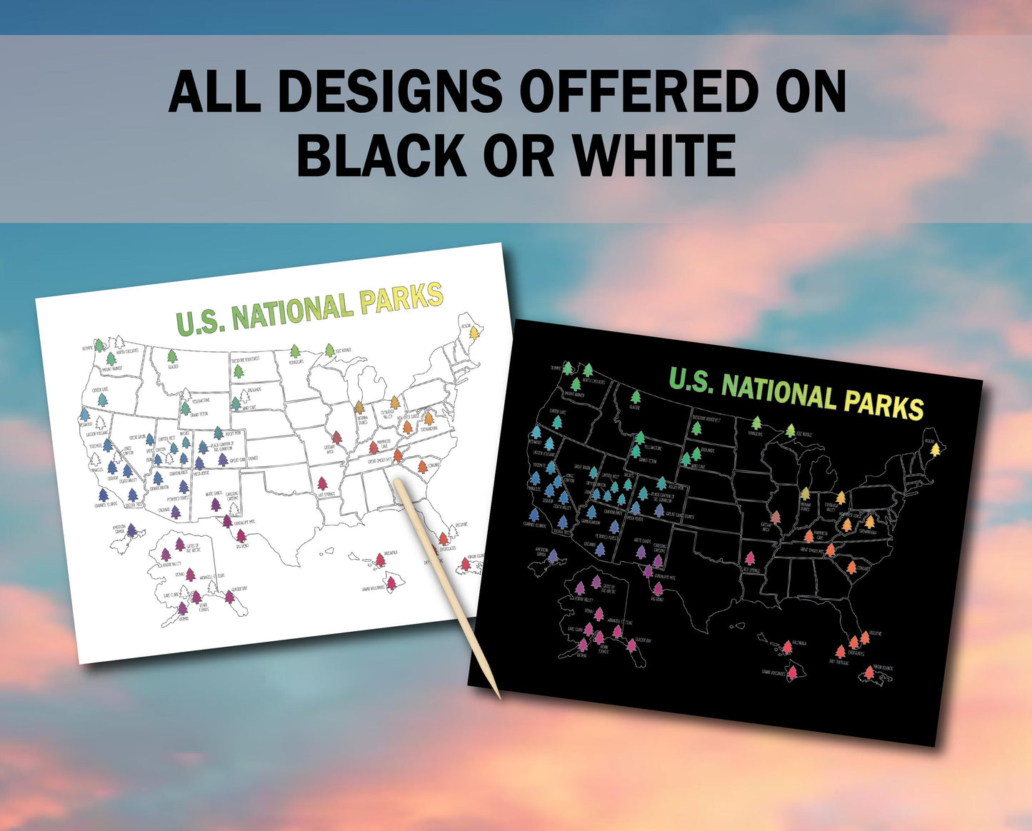 National Park Scratch Off Poster, Scratch Art Map, National Parks Bucket List, Places Traveled, Mother's day, Graduation gift, Father's Day