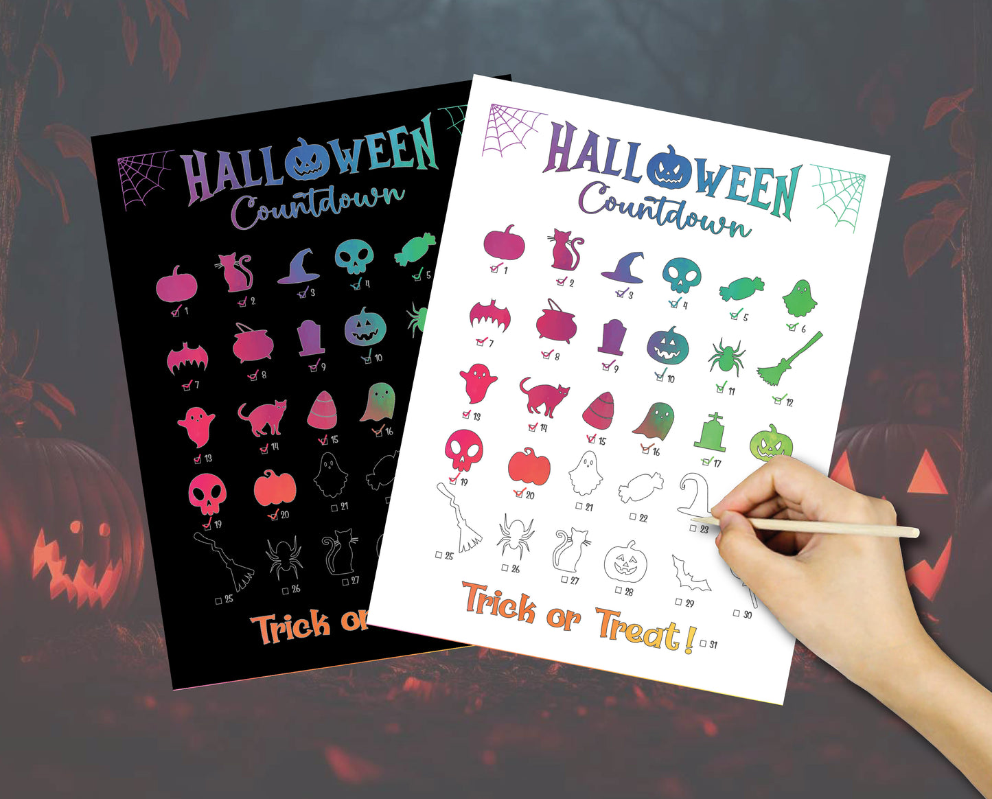 Halloween Countdown Scratch off, Halloween Advent Calendar