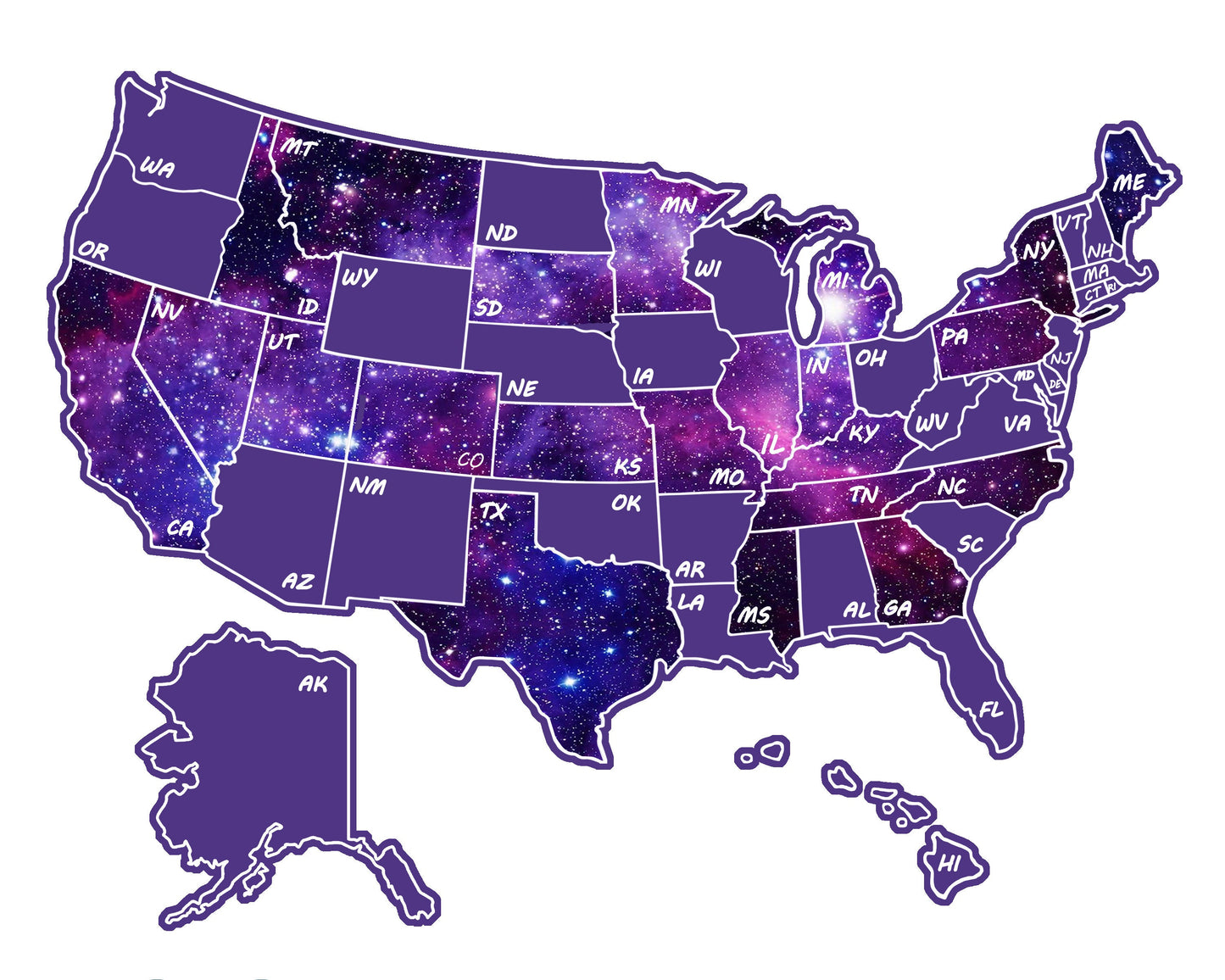 8x10 Scratch Off U.S. Map; United States Scratch-off Travel Poster Tracker; Camper/RV/Desk size.