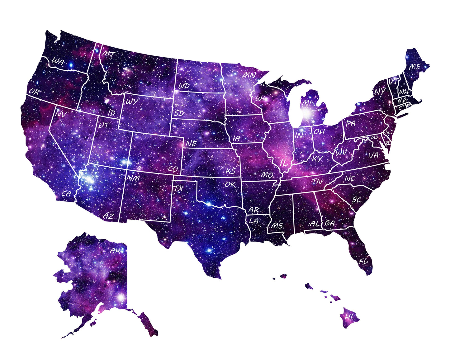8x10 Scratch Off U.S. Map; United States Scratch-off Travel Poster Tracker; Camper/RV/Desk size.