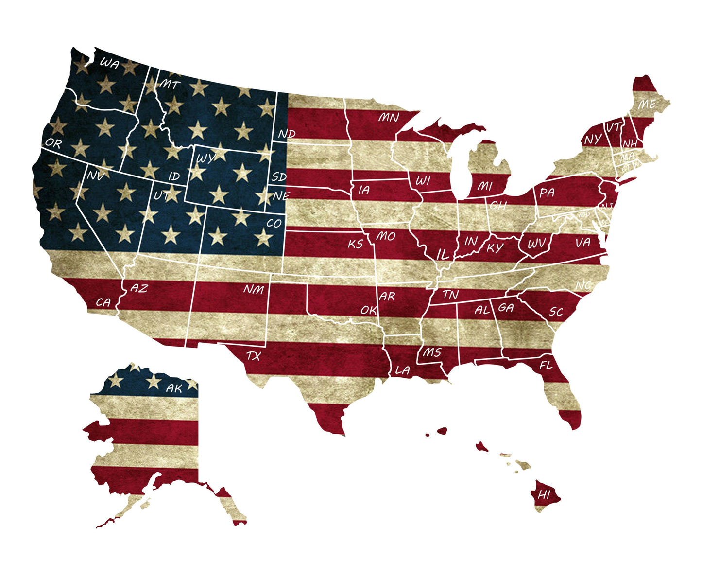 8x10 U.S. Flag Scratch Off Map; United States Scratch-off Travel Poster Tracker; Camper/RV/Desk size.