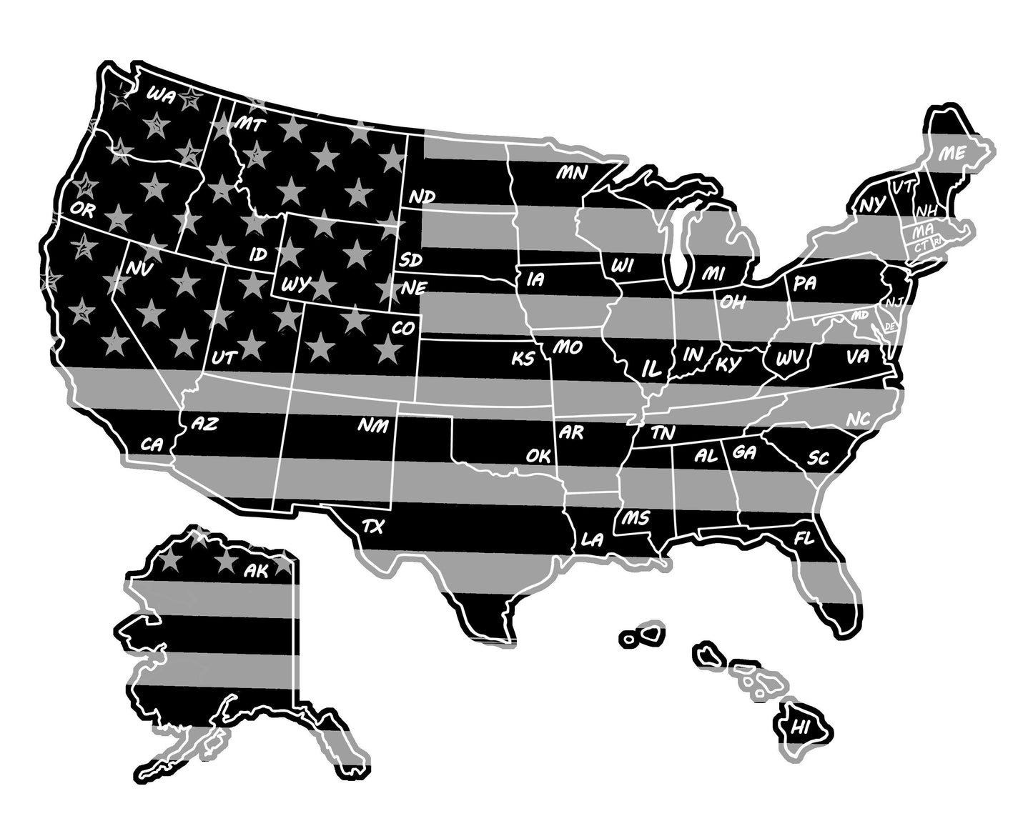 8x10 U.S. Flag Scratch Off Map; United States Scratch-off Travel Poster Tracker; Camper/RV/Desk size.