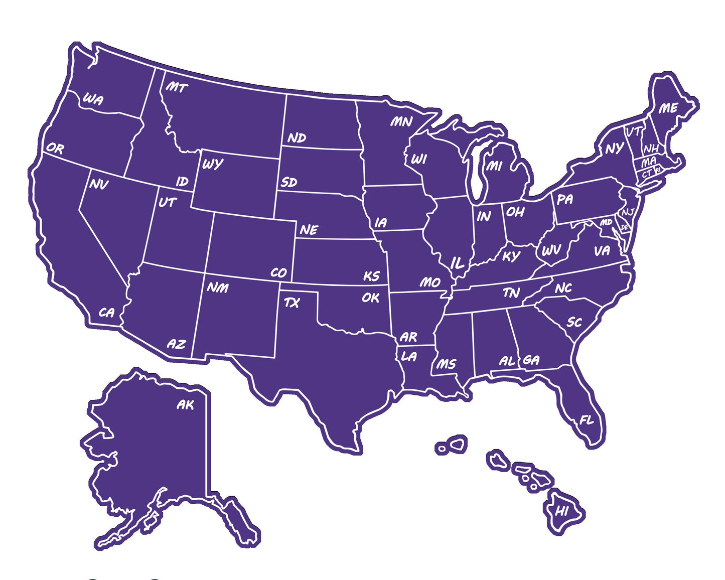8x10 Scratch Off U.S. Map; United States Scratch-off Travel Poster Tracker; Camper/RV/Desk size.