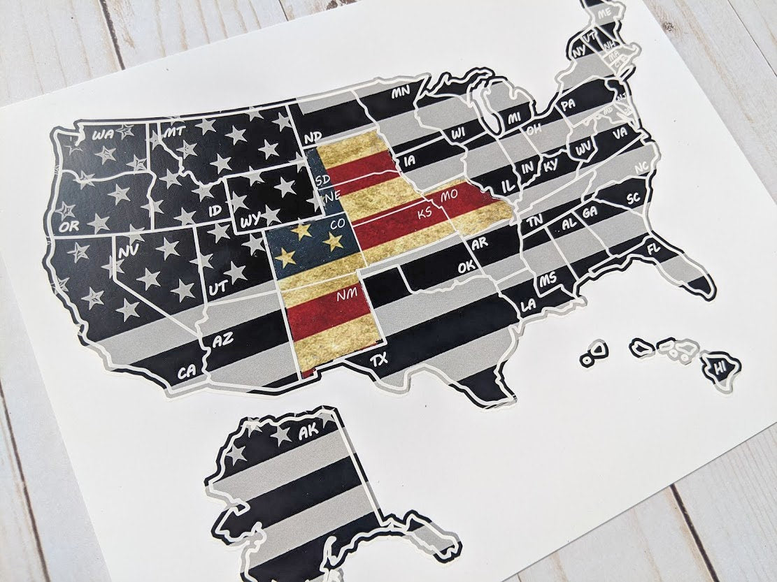 8x10 U.S. Flag Scratch Off Map; United States Scratch-off Travel Poster Tracker; Camper/RV/Desk size.
