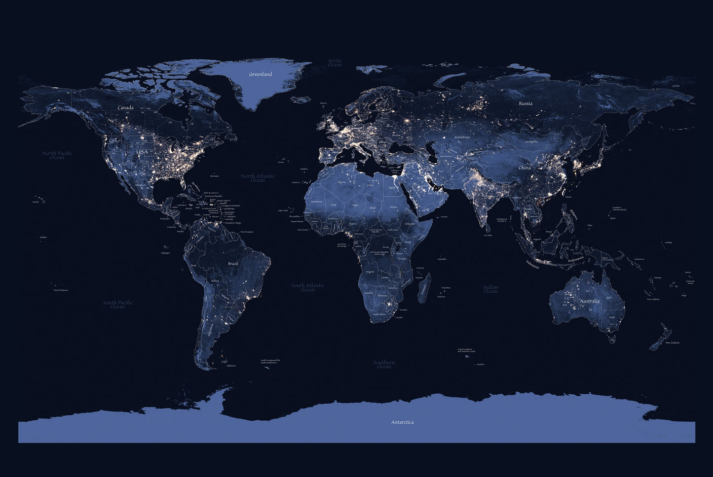Scratch Off Map of the World, Night View from Space, World Travel Map, 16x24