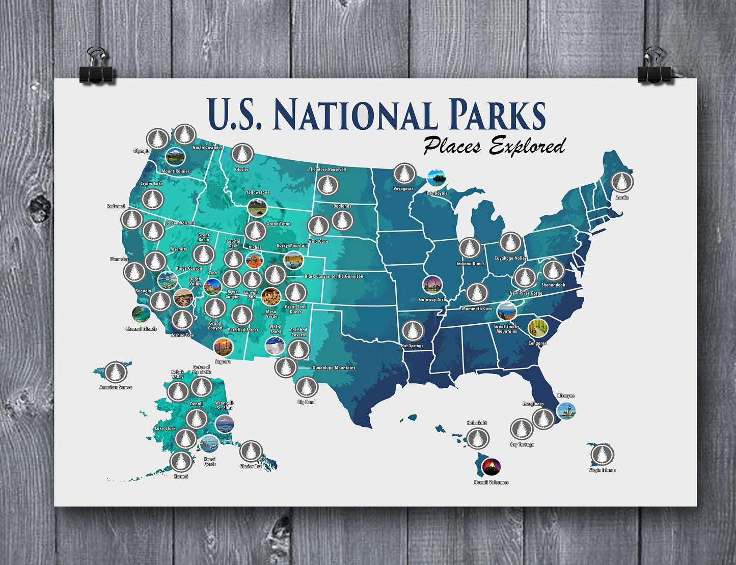 National Park Scratch Off Map; 12x18 National Park Travel Poster; National Park Print; National Park Bucket List