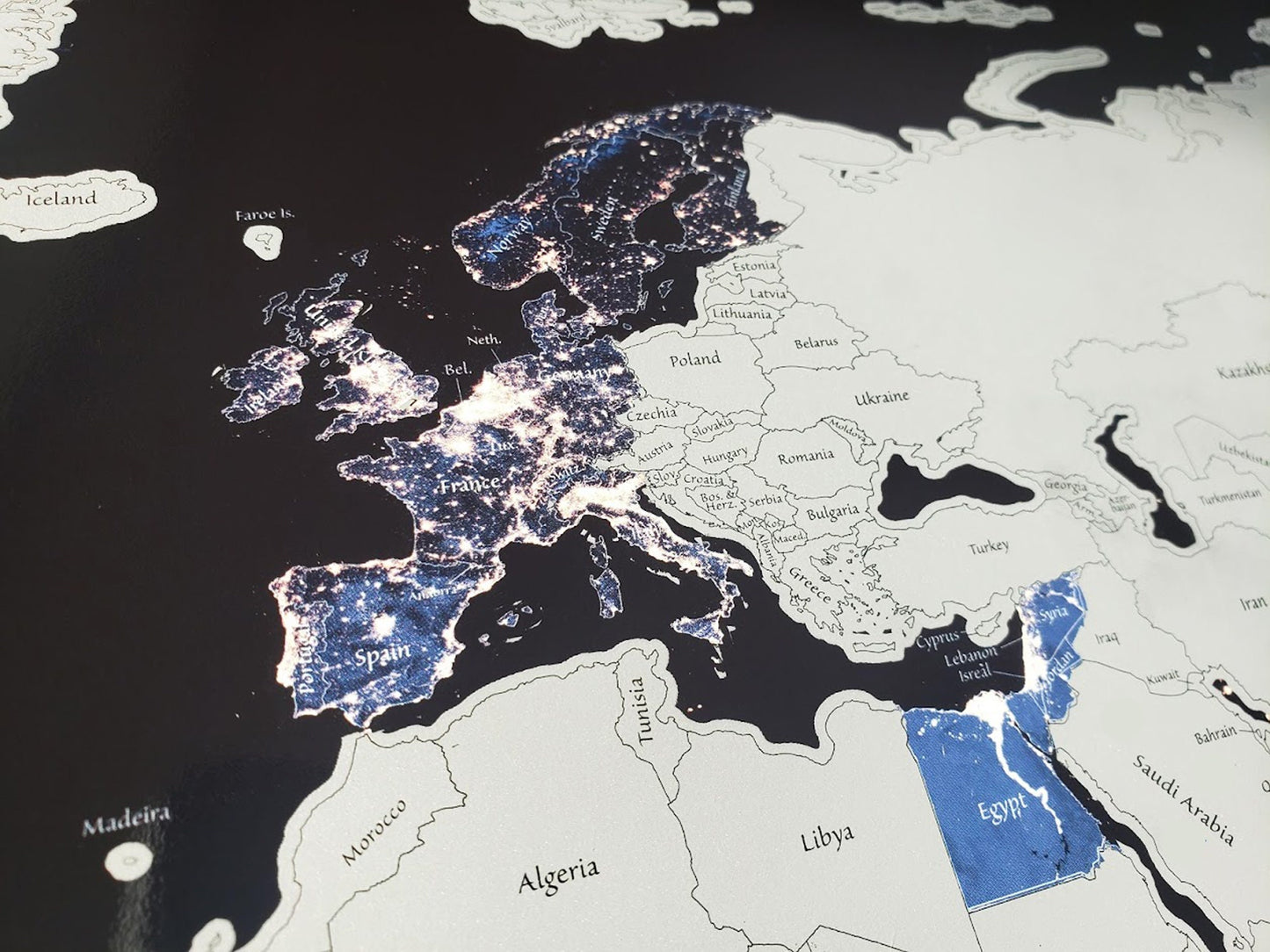 Scratch Off Map of the World, Night View from Space, World Travel Map, 16x24