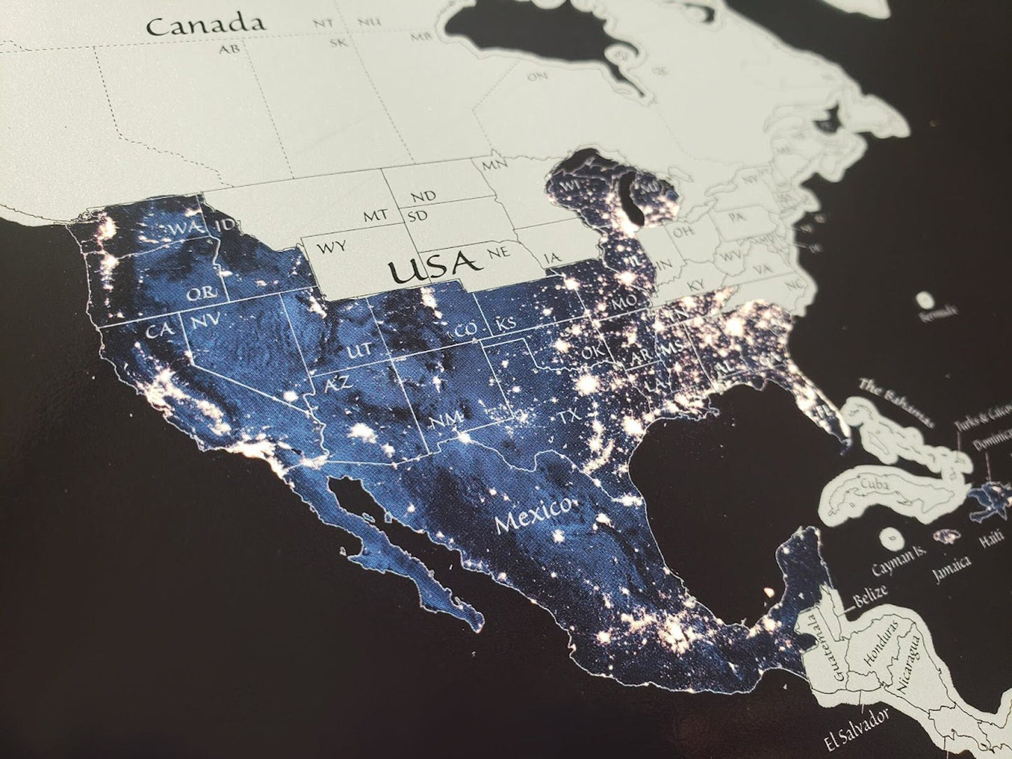 Scratch Off Map of the World, Night View from Space, World Travel Map, 16x24