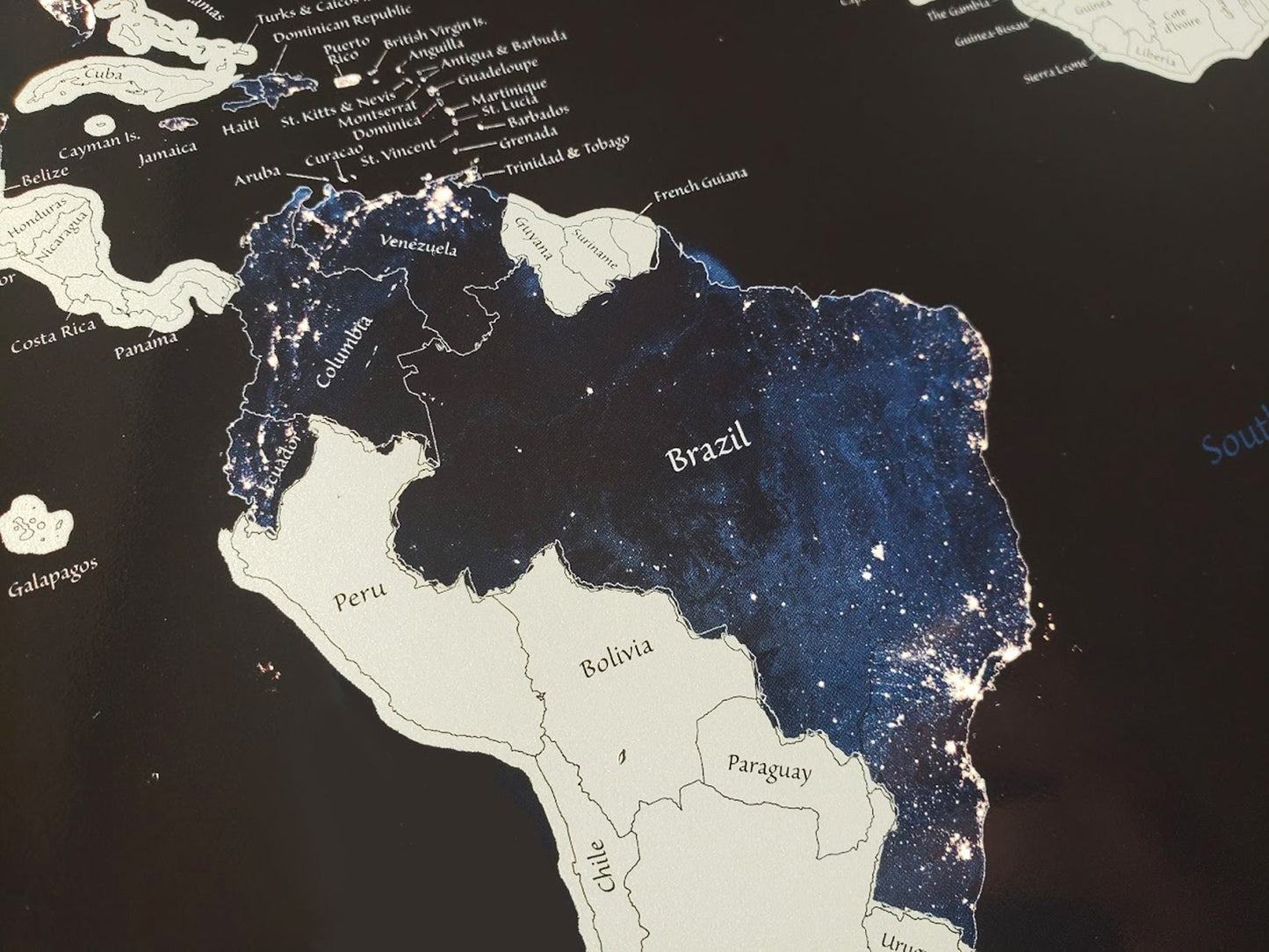 Scratch Off Map of the World, Night View from Space, World Travel Map, 16x24