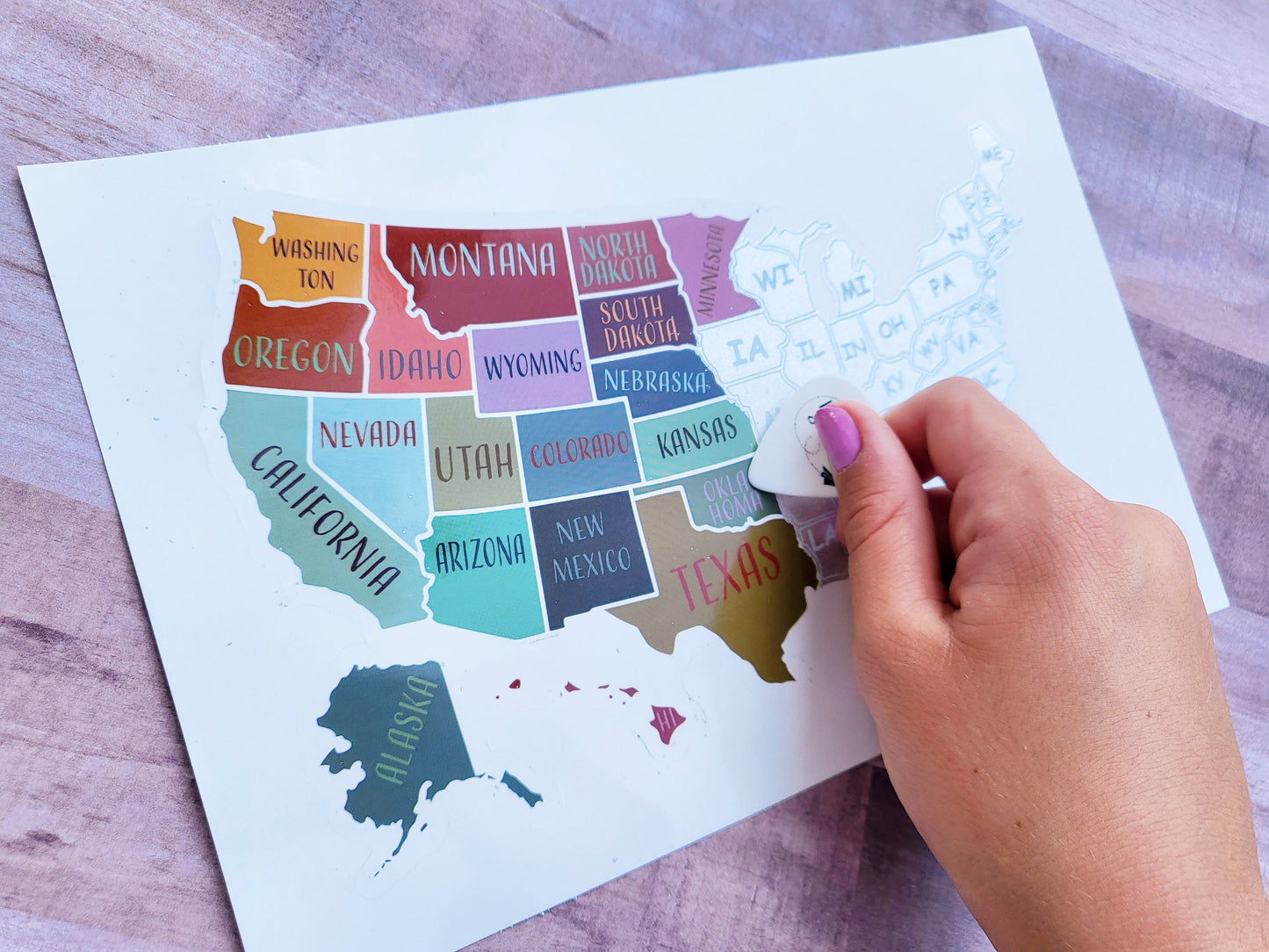 Scratch Off Sticker Map; USA Sticker; Scratch Off 50 States; Decal Map; Planner Sticker