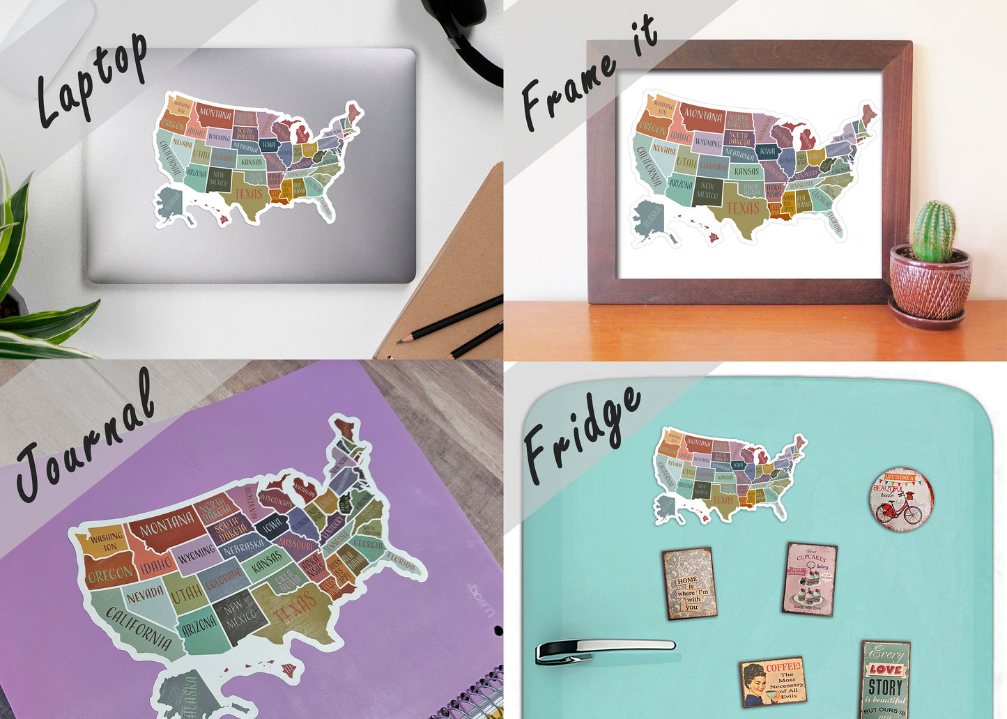 Scratch Off Sticker Map; USA Sticker; Scratch Off 50 States; Decal Map; Planner Sticker