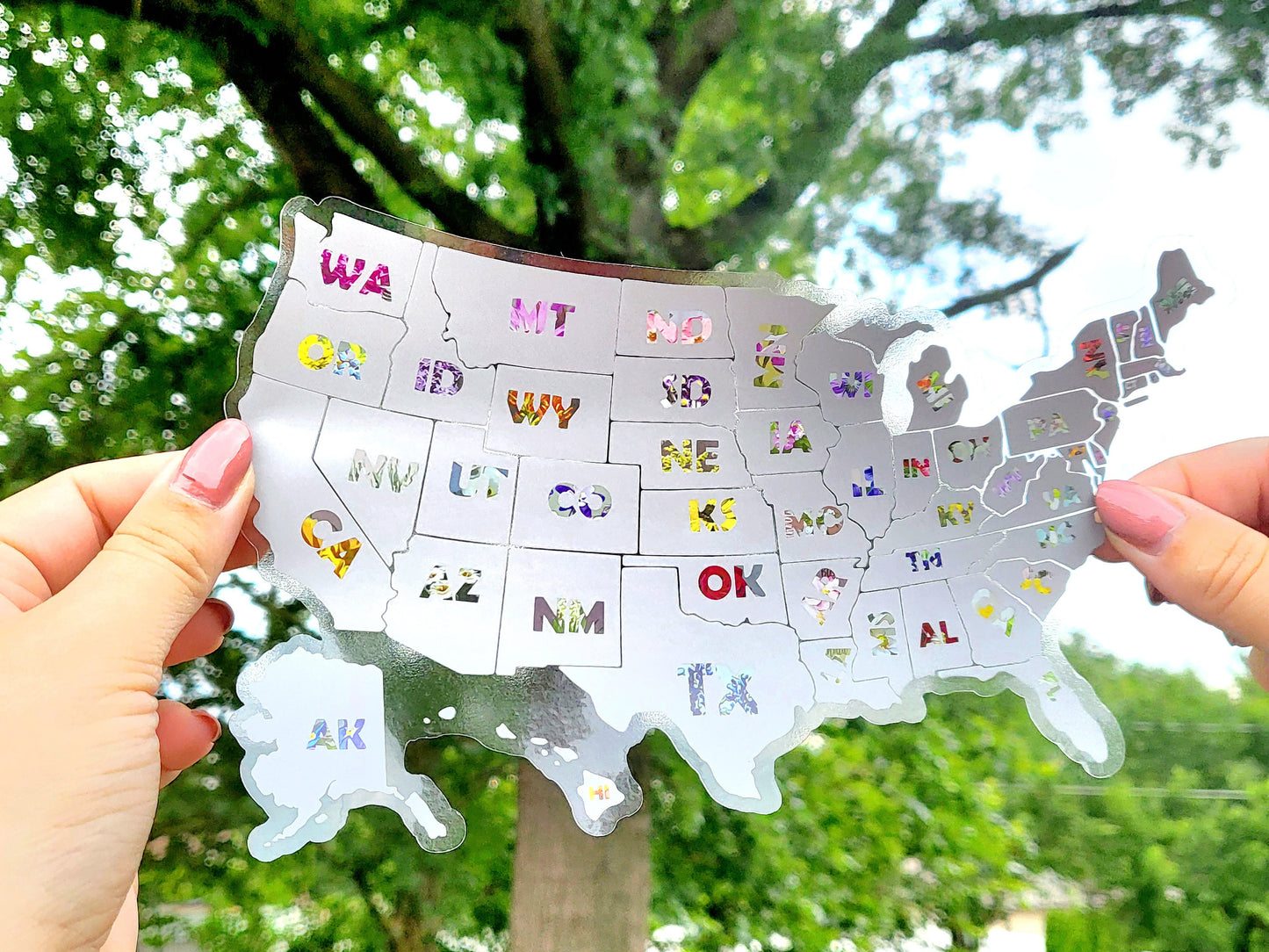 Transparent Scratch Off Sticker Map; USA Vinyl Decal; State Flower Map, Decal Map; Planner Sticker