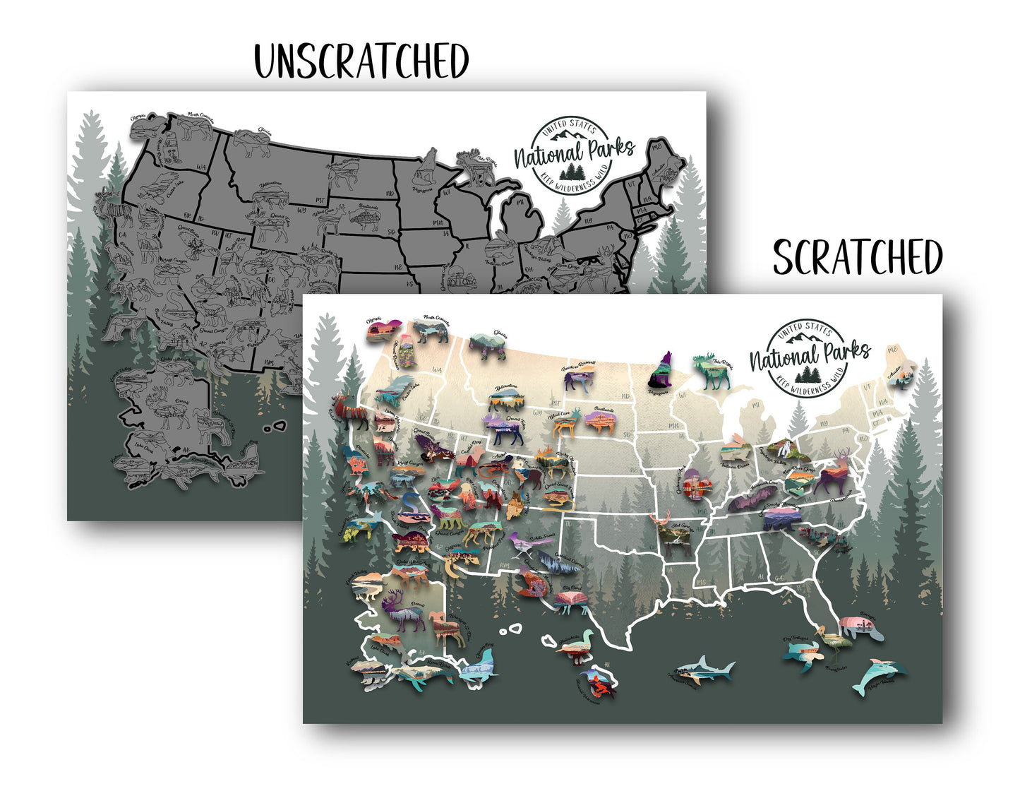 National Park Scratch Off Poster, Bucket List Travel Scratch off Map 12x18