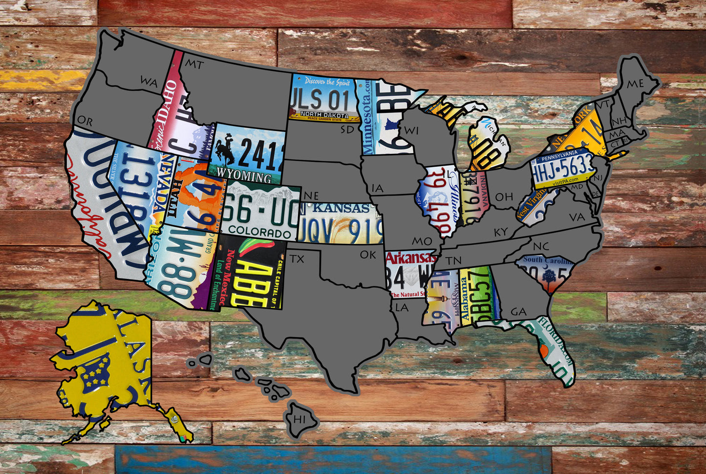 License Plate Scratch Off Map; United States Scratch-off, Travel Poster Tracker