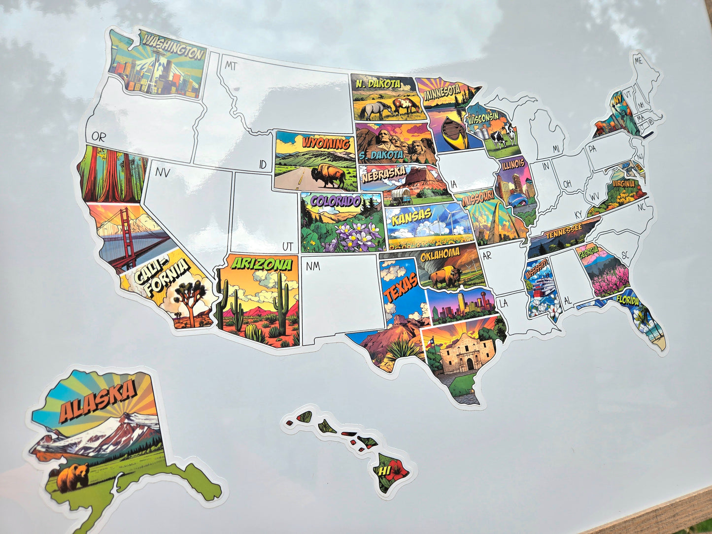 RV Sticker Travel Map, 50 U.S. States Places Traveled, Camper Decor, Outdoor Weatherproof Vinyl Decal, 11x17