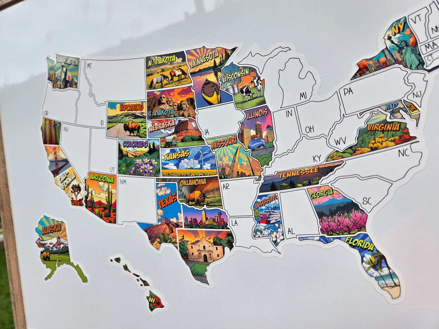 RV Sticker Travel Map, 50 U.S. States Places Traveled, Camper Decor, Outdoor Weatherproof Vinyl Decal, 11x17