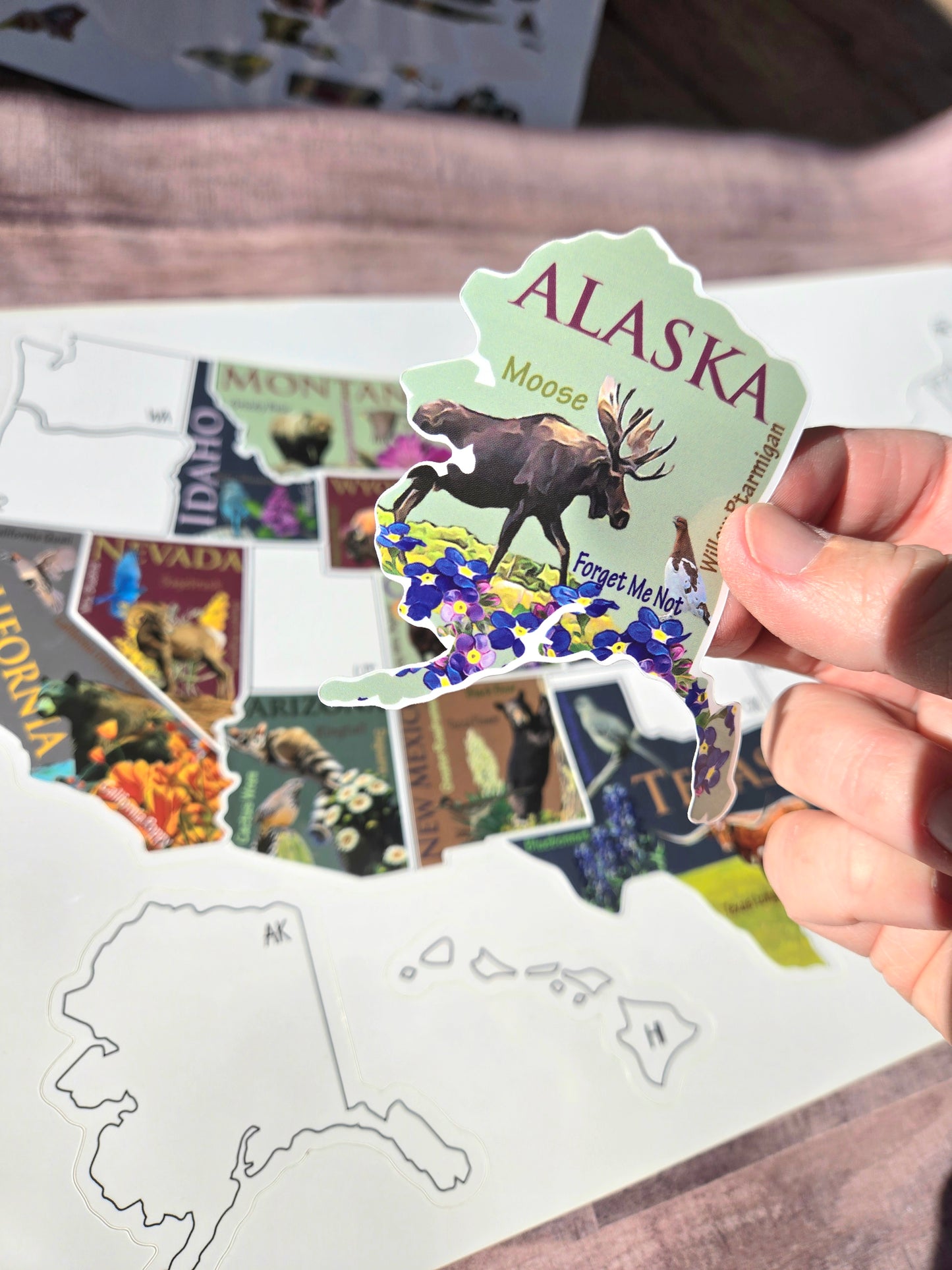 US Sticker Travel Map for RV, 50 States Places Traveled, Camper Decor, Outdoor Weatherproof Vinyl Decal, 11x17