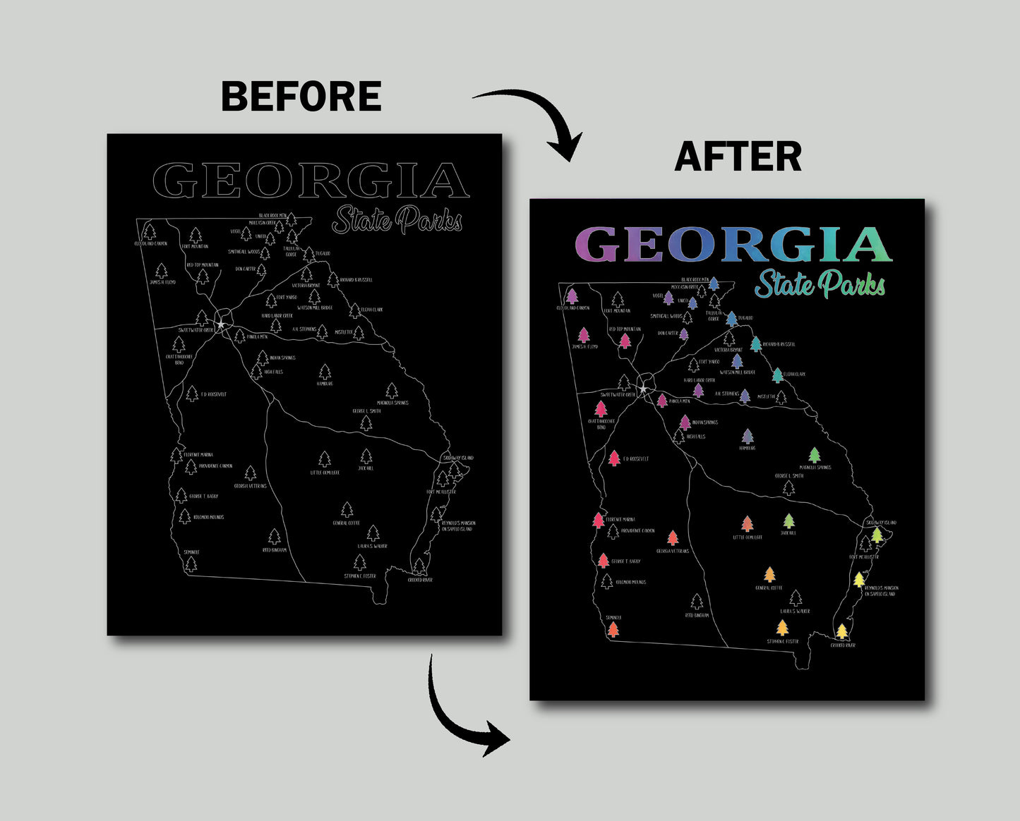 Georgia State Parks Scratch Off Map