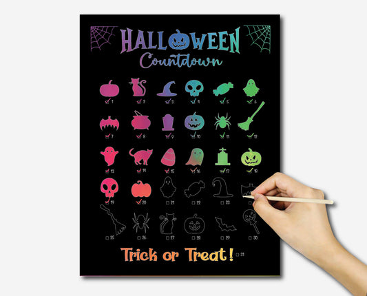 Halloween Countdown Scratch off, Halloween Advent Calendar