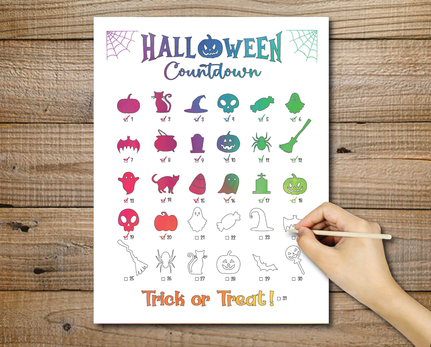 Halloween Countdown Scratch off, Halloween Advent Calendar