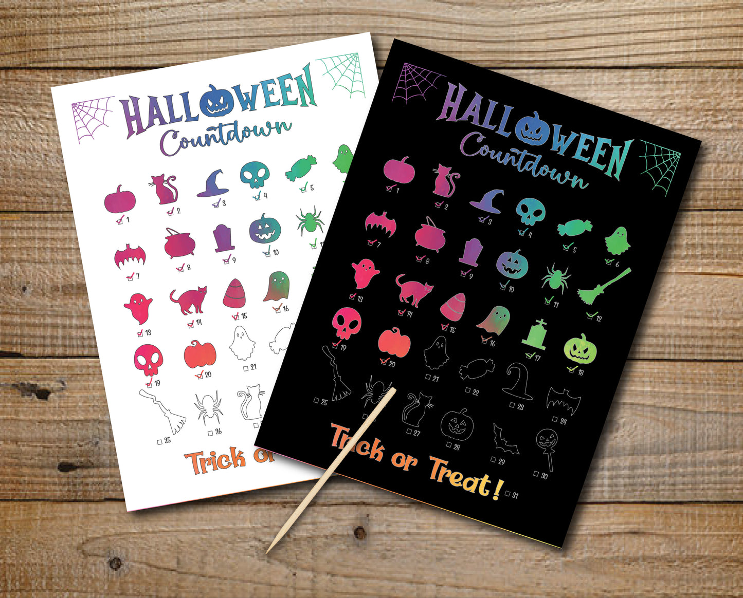 Halloween Countdown Scratch off, Halloween Advent Calendar