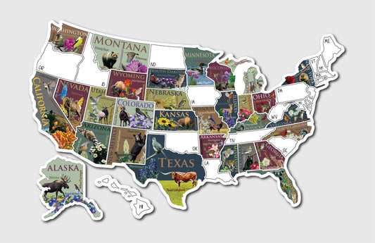 US Sticker Travel Map for RV, 50 States Places Traveled, Camper Decor, Outdoor Weatherproof Vinyl Decal, 11x17