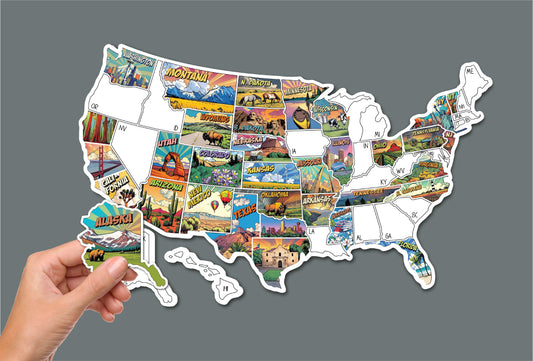 RV Sticker Travel Map, 50 U.S. States Places Traveled, Camper Decor, Outdoor Weatherproof Vinyl Decal, 11x17
