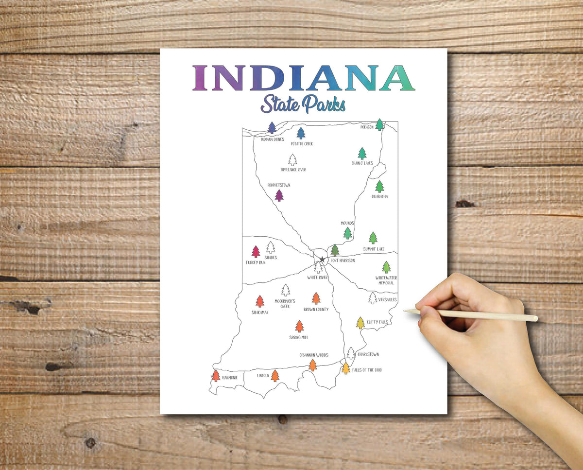 Indiana State Parks Scratch Off Map: Travel Bucket List Poster, Indiana Hiking Gift (11x14)