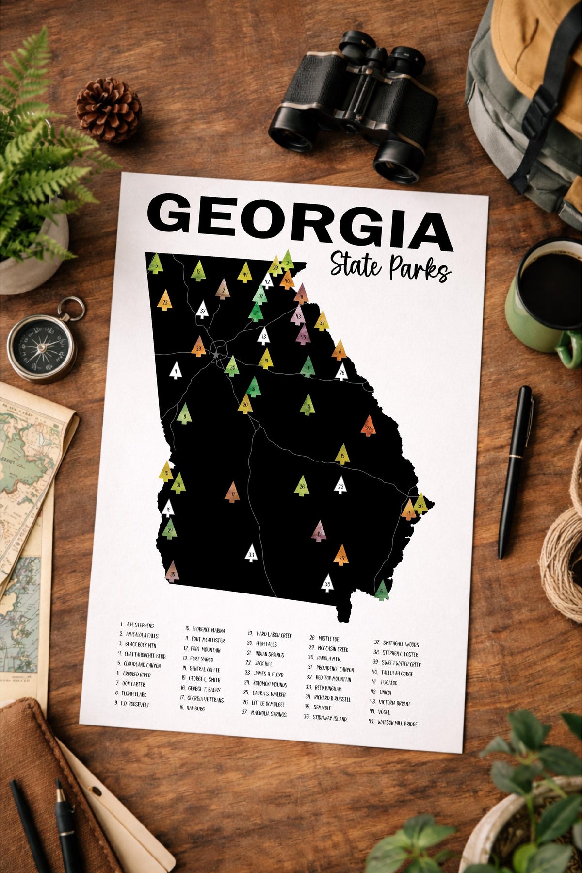 Georgia State Parks Sticker Map, Track your Travel, Bucket List Gift, Adventure Tracker, Georgia Gift Wall Decor