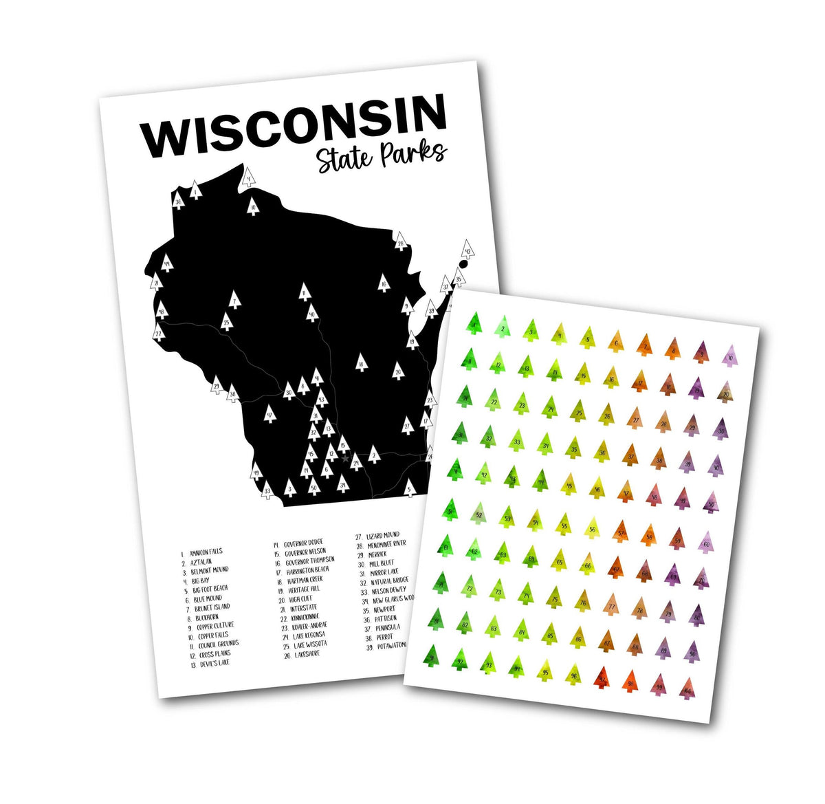 Wisconsin State Parks Sticker Map, Track your Travel, Bucket List Gift, Adventure Tracker, Wisconsin Gift Decor
