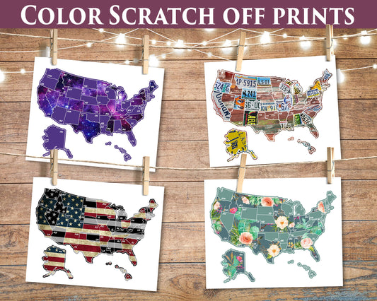 Mini 8x10 US Scratch Off Maps; Scratch-Off United States Travel Poster; Small Travel Map