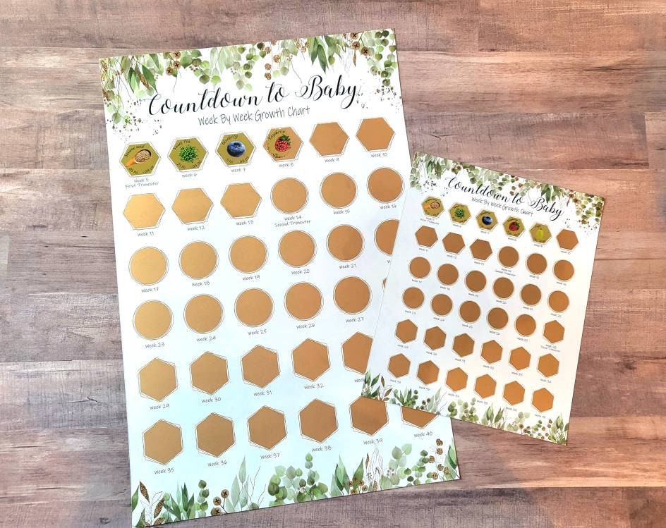 Scratch Off Pregnancy Countdown Chart; Pregnancy Growth Tracker; Baby Shower Gift