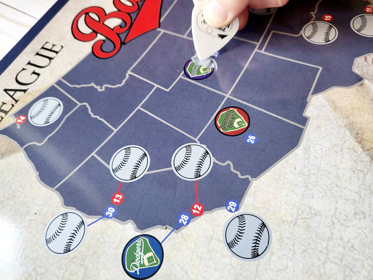 Pro Baseball Stadium Scratch Off Tour Map; Ballpark Stadium Tracker checklist 12x18